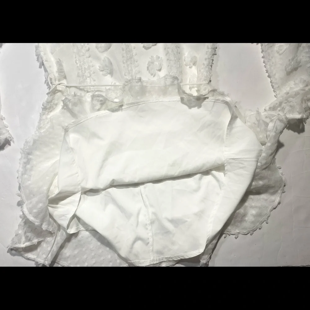 Indikah By Angel Biba‎ White Fairy/Cottage Core Ruffle Chiffon Dress NWT Size M - Picture 11 of 15